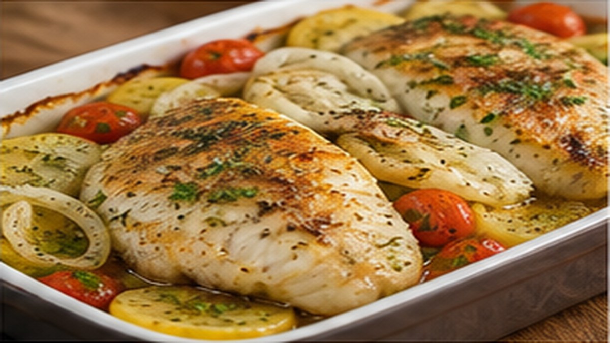 Peixe assado com legumes