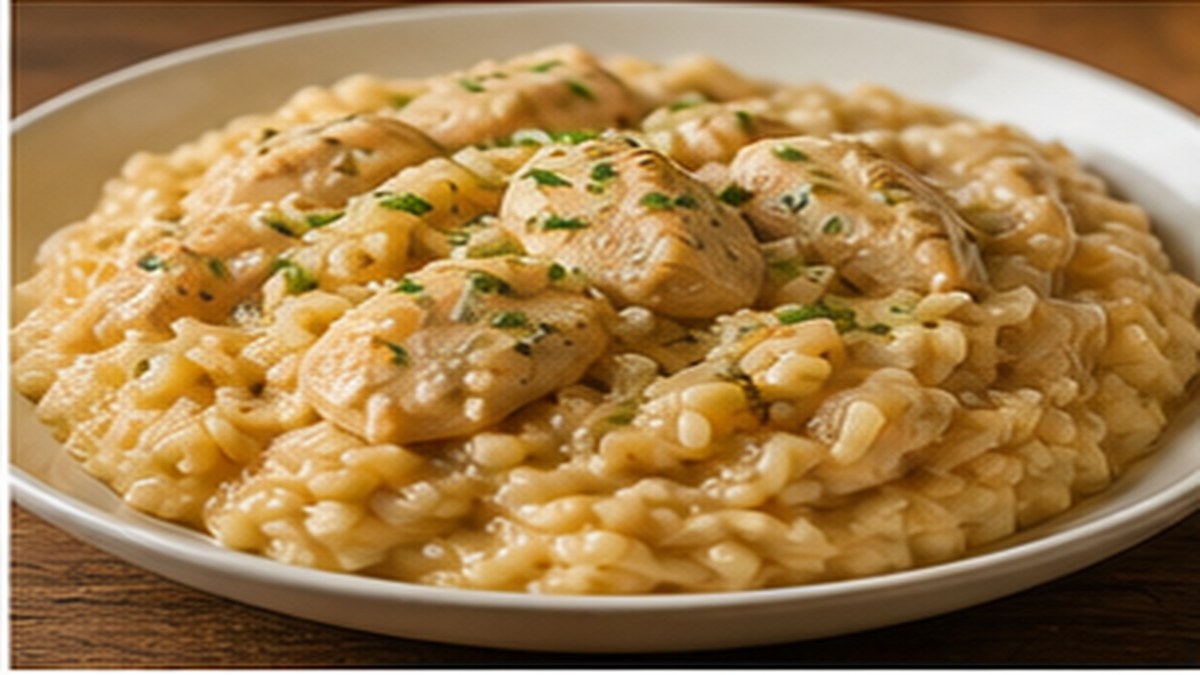 Risoto de frango simples e cremoso