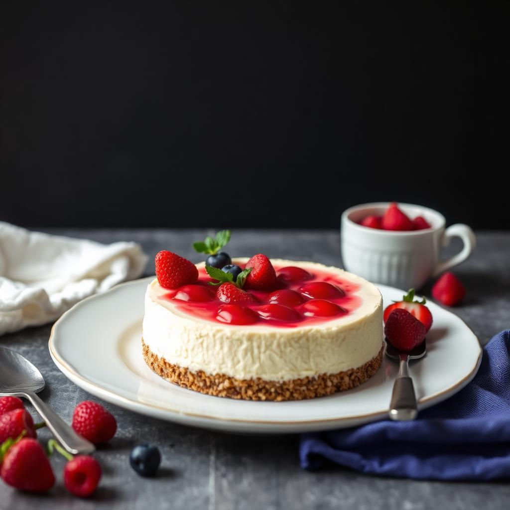 Cheesecake de frutas vermelhas sem forno